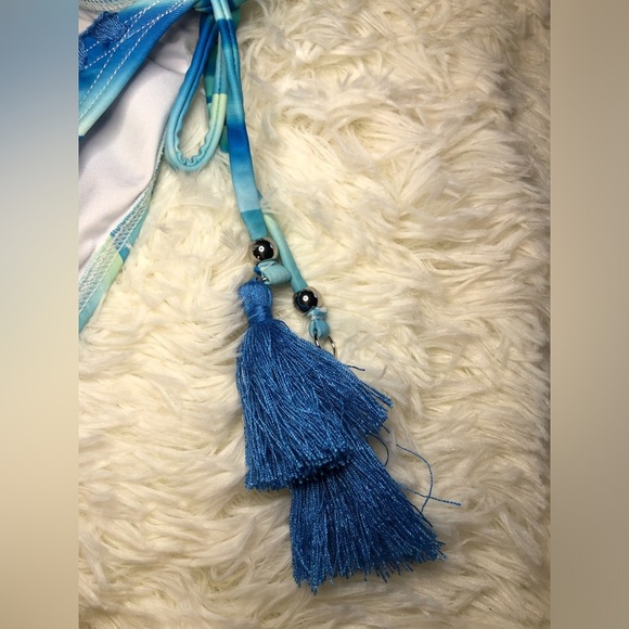 Blue Tie-Dye Bikini Bottom with Tassels size 6 NWOT - Picture 7 of 12